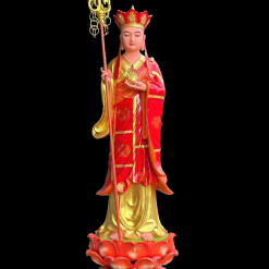 Tượng Địa Tạng Bồ Tát Áo Đỏ Đứng Đài Sen Bằng Composit, Cao 1.4m 1 1 30