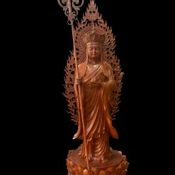 Tượng Địa Tạng Bồ Tát Đứng, Gỗ Hương Nguyên Khối, Cao 1.2m (Tổng Lá Đề 1.4m) 1 1 43