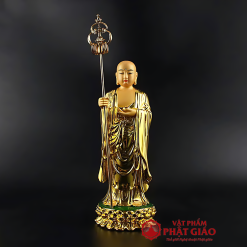 Tượng Địa Tạng Vương Bồ Tát Đứng, Chất Liệu Composite Sơn Vàng, Cao 25cm 1 1 62