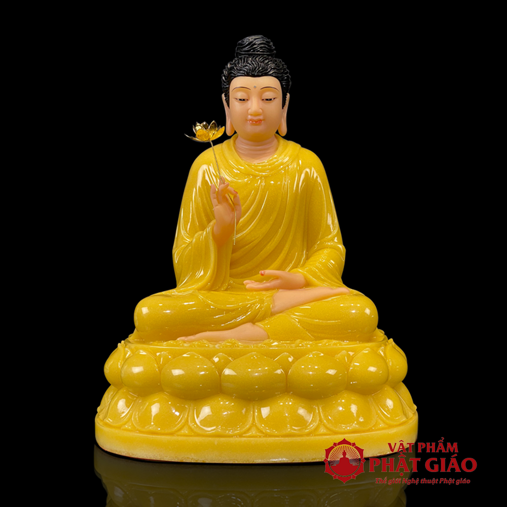 Tượng Bổn Sư Thích Ca Liên Hoa Ngồi Đài Sen Bột Đá Thạch Anh Cao Cấp, Cao 40cm 8 1 64