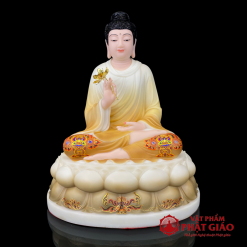 Tượng Bổn Sư Thích Ca Liên Hoa Ngồi Đài Sen Sơn Họa Tiết Bằng Bột Đá, Cao 40cm 7 1 65