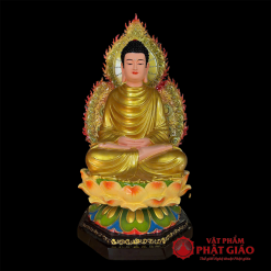 Tượng Bổn Sư Thích Ca Ngồi Đài Sen Sơn Vẽ Cao Cấp, Chất Liệu Composite Cao 75cm 1 1 66
