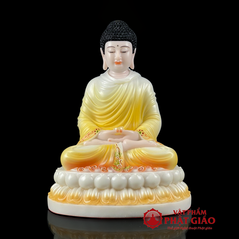Tượng Bổn Sư Thích Ca Ngồi Tĩnh Tâm Y Vàng Bột Đá Cao Cấp, Cao 40cm 7 1 70