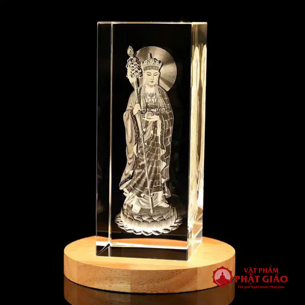 Tượng Đức Địa Tạng Vương In Chìm Pha Lê, Cao 12cm, 15cm, 20cm 5 2 48