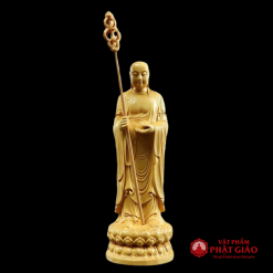 Tượng Địa Tạng Vương Bồ Tát Bằng Gỗ Hoàng Dương, Cao 10cm, 21cm 2 2 54