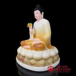 Tượng Bổn Sư Thích Ca Liên Hoa Ngồi Đài Sen Sơn Họa Tiết Bằng Bột Đá, Cao 40cm 6 2 57