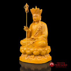 Tượng Địa Tạng Vương Bồ Tát Ngồi Đài Sen, Chất Liệu Gỗ Long Não, Cao 40cm 2 3 45