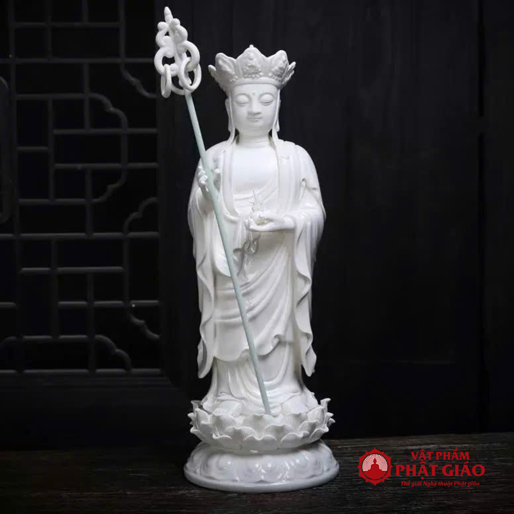 Tượng Sứ Địa Tạng Vương Đứng, Cao 38cm, 46cm, 53cm 8 3 49