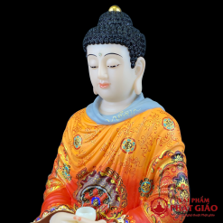 Tượng Phật Thích Ca Mâu Ni Ngồi, Bột Đá Vẽ Gấm Đỏ, Cao 40cm, 48cm 3 3 59