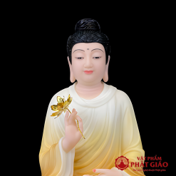 Tượng Bổn Sư Thích Ca Liên Hoa Ngồi Đài Sen Sơn Họa Tiết Bằng Bột Đá, Cao 40cm 4 4 55