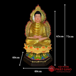 Tượng Bổn Sư Thích Ca Ngồi Đài Sen Sơn Vẽ Cao Cấp, Chất Liệu Composite Cao 75cm 4 4 56