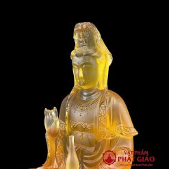 Tượng Phật Bà Quan Âm Ngồi, Bằng Lưu Ly, Cao 23cm 3 4 7