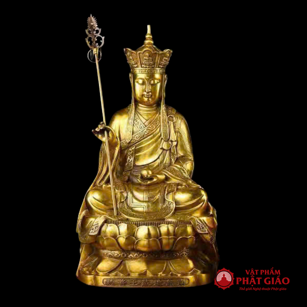 Tượng Đức Địa Tạng Vương Ngồi Bằng Đồng, Cao 19cm, 25cm, 40cm 7 5 35