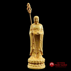 Tượng Địa Tạng Vương Bồ Tát Bằng Gỗ Hoàng Dương, Cao 10cm, 21cm 5 5 39