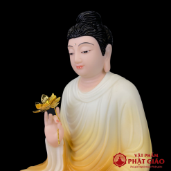 Tượng Bổn Sư Thích Ca Liên Hoa Ngồi Đài Sen Sơn Họa Tiết Bằng Bột Đá, Cao 40cm 3 5 42