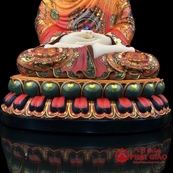 Tượng Phật Thích Ca Mâu Ni Ngồi, Bột Đá Vẽ Gấm Đỏ, Cao 40cm, 48cm 5 5 44