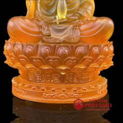 Tượng Phật Bà Quan Âm Ngồi, Bằng Lưu Ly, Cao 23cm 4 5 6