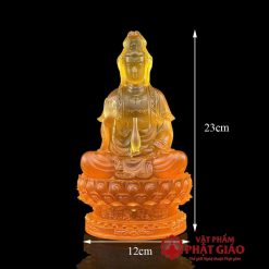 Tượng Phật Bà Quan Âm Ngồi, Bằng Lưu Ly, Cao 23cm 5 6 1