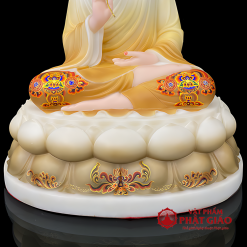 Tượng Bổn Sư Thích Ca Liên Hoa Ngồi Đài Sen Sơn Họa Tiết Bằng Bột Đá, Cao 40cm 2 6 24