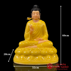 Tượng Bổn Sư Thích Ca Liên Hoa Ngồi Đài Sen Bột Đá Thạch Anh Cao Cấp, Cao 40cm 7 7 13