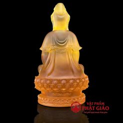 Tượng Phật Bà Quan Âm Ngồi, Bằng Lưu Ly, Cao 23cm 6 7 7