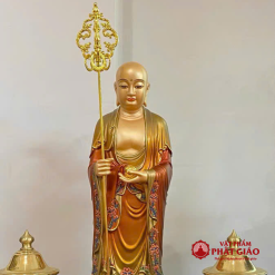 Tượng Đức Địa Tạng Vương Đứng Chất Liệu Đồng Đài Loan, Cao 30cm 5 9 4