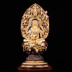 Bộ Tượng Hoa Nghiêm Tam Thánh Bằng Đồng Dát Vàng, Cao 33cm (Tổng Lá Đề Cao 40cm) 3 Bo Tuong Hoa Nghiem Tam Thanh Bang Dong Dat Vang Cao 33cm Tong La De Cao 40cm 14