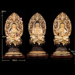 Bộ Tượng Hoa Nghiêm Tam Thánh Bằng Đồng Dát Vàng, Cao 33cm (Tổng Lá Đề Cao 40cm) 14 Bo Tuong Hoa Nghiem Tam Thanh Bang Dong Dat Vang Cao 33cm Tong La De Cao 40cm 2