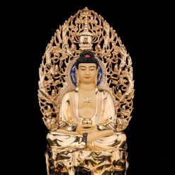 Bộ Tượng Hoa Nghiêm Tam Thánh Bằng Đồng Dát Vàng, Cao 33cm (Tổng Lá Đề Cao 40cm) 8 Bo Tuong Hoa Nghiem Tam Thanh Bang Dong Dat Vang Cao 33cm Tong La De Cao 40cm 9