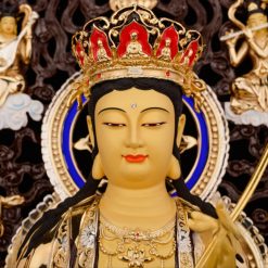 Bộ Tượng Hoa Nghiêm Tam Thánh Bằng Đồng Dát Vàng, Cao 52cm (Tổng Lá Đề Cao 68cm) 9 Bo Tuong Hoa Nghiem Tam Thanh Bang Dong Dat Vang Cao 52cm Tong La De Cao 68cm 4