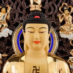 Bộ Tượng Hoa Nghiêm Tam Thánh Bằng Đồng Dát Vàng, Cao 52cm (Tổng Lá Đề Cao 68cm) 8 Bo Tuong Hoa Nghiem Tam Thanh Bang Dong Dat Vang Cao 52cm Tong La De Cao 68cm 6