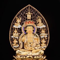 Bộ Tượng Hoa Nghiêm Tam Thánh Bằng Đồng Dát Vàng, Cao 52cm (Tổng Lá Đề Cao 68cm) 6 Bo Tuong Hoa Nghiem Tam Thanh Bang Dong Dat Vang Cao 52cm Tong La De Cao 68cm 8