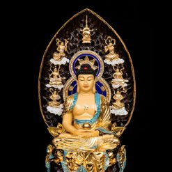 Bộ Tượng Hoa Nghiêm Tam Thánh Bằng Đồng Dát Vàng, Cao 68cm (Tổng Lá Đề 90cm) 3 Bo Tuong Hoa Nghiem Tam Thanh Bang Dong Dat Vang Cao 68cm Tong La De 90cm 16