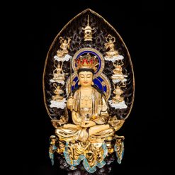 Bộ Tượng Hoa Nghiêm Tam Thánh Bằng Đồng Dát Vàng, Cao 68cm (Tổng Lá Đề 90cm) 2 Bo Tuong Hoa Nghiem Tam Thanh Bang Dong Dat Vang Cao 68cm Tong La De 90cm 17