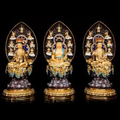 Bộ Tượng Hoa Nghiêm Tam Thánh Bằng Đồng Dát Vàng, Cao 68cm (Tổng Lá Đề 90cm) 13 Bo Tuong Hoa Nghiem Tam Thanh Bang Dong Dat Vang Cao 68cm Tong La De 90cm 6