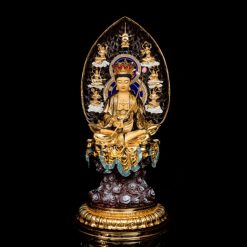 Bộ Tượng Hoa Nghiêm Tam Thánh Bằng Đồng Dát Vàng, Cao 68cm (Tổng Lá Đề 90cm) 12 Bo Tuong Hoa Nghiem Tam Thanh Bang Dong Dat Vang Cao 68cm Tong La De 90cm 7