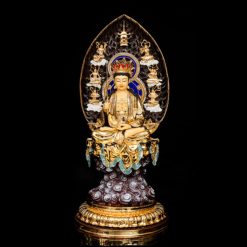 Bộ Tượng Hoa Nghiêm Tam Thánh Bằng Đồng Dát Vàng, Cao 68cm (Tổng Lá Đề 90cm) 10 Bo Tuong Hoa Nghiem Tam Thanh Bang Dong Dat Vang Cao 68cm Tong La De 90cm 9