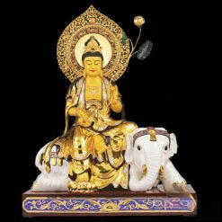 Bộ Tượng Hoa Nghiêm Tam Thánh Bằng Đồng Dát Vàng, Cao 88cm (Tổng Lá Đề Cao 106cm) 2 Bo Tuong Hoa Nghiem Tam Thanh Bang Dong Dat Vang Cao 88cm Tong La De Cao 106cm 1