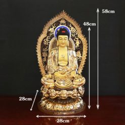 Bộ Tượng Hoa Nghiêm Tam Thánh Bằng Đồng Dát Vàng, Cao 88cm (Tổng Lá Đề Cao 106cm) 7 Bo Tuong Hoa Nghiem Tam Thanh Bang Dong Dat Vang Cao 88cm Tong La De Cao 106cm 21