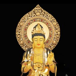 Bộ Tượng Hoa Nghiêm Tam Thánh Bằng Đồng Dát Vàng, Cao 88cm (Tổng Lá Đề Cao 106cm) 20 Bo Tuong Hoa Nghiem Tam Thanh Bang Dong Dat Vang Cao 88cm Tong La De Cao 106cm 7