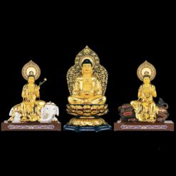 Bộ Tượng Hoa Nghiêm Tam Thánh Bằng Đồng Dát Vàng, Cao128 cm (Tổng Lá Đề Cao 157cm) 9 Bo Tuong Hoa Nghiem Tam Thanh Bang Dong Dat Vang Cao128 cm Tong La De Cao 157cm 5 1