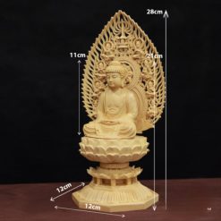 Bộ Tượng Ta Bà Tam Thánh Bằng Gỗ Bách, Cao 28cm (Cả Lá Đề) 8 Bo Tuong Ta Ba Tam Thanh Bang Go Bach Cao 28cm Ca La De 2
