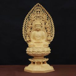 Bộ Tượng Ta Bà Tam Thánh Bằng Gỗ Bách, Cao 28cm (Cả Lá Đề) 4 Bo Tuong Ta Ba Tam Thanh Bang Go Bach Cao 28cm Ca La De 6