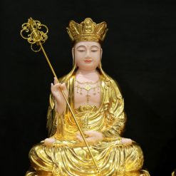 Bồ Tượng Ta Bà Tam Thánh Ngồi Đài Sen Bằng Bột Đá Dát Vàng 998, Cao 40cm 6 Bo Tuong Ta Ba Tam Thanh Ngoi Dai Sen Bang Bot Da Dat Vang 998 Cao 40cm 6