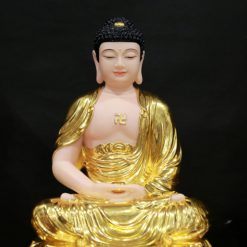 Bồ Tượng Ta Bà Tam Thánh Ngồi Đài Sen Bằng Bột Đá Dát Vàng 998, Cao 40cm 4 Bo Tuong Ta Ba Tam Thanh Ngoi Dai Sen Bang Bot Da Dat Vang 998 Cao 40cm 8