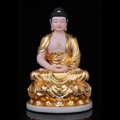 Bộ Tượng Ta Bà Tam Thánh Ngồi Đài Sen Bằng Bột Đá Hồng Mạ Vàng, Cao 40cm 10 Bo Tuong Ta Ba Tam Thanh Ngoi Dai Sen Bang Bot Da Hong Ma Vang Cao 40cm 5