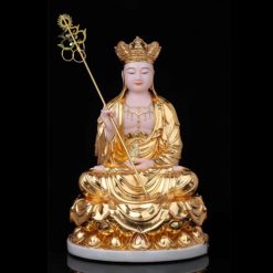 Bộ Tượng Ta Bà Tam Thánh Ngồi Đài Sen Bằng Bột Đá Hồng Mạ Vàng, Cao 40cm 8 Bo Tuong Ta Ba Tam Thanh Ngoi Dai Sen Bang Bot Da Hong Ma Vang Cao 40cm 7