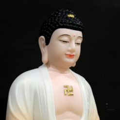 Bo Tuong Ta Ba Tam Thanh Ngoi Dai Sen Son Hoa Tiet Phu Quy Bang Bot Da Cao 40cm 12