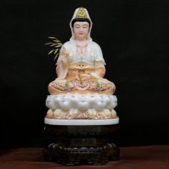 Bo Tuong Ta Ba Tam Thanh Ngoi Dai Sen Son Hoa Tiet Phu Quy Bang Bot Da Cao 40cm 15