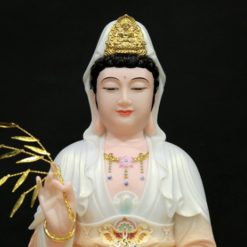 Bo Tuong Ta Ba Tam Thanh Ngoi Dai Sen Son Hoa Tiet Phu Quy Bang Bot Da Cao 40cm 16